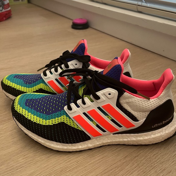 Adidas Ultra Boost Athletic Shoes in Blue, Yellow, and Black - Picture 3 of 6